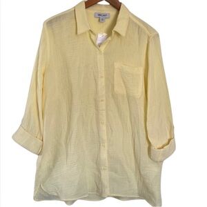 Nine West Structured Long Sleeve Blouse Women’s Size L 100% Cotton
